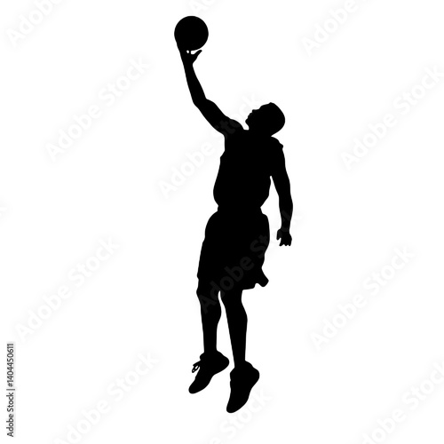 Basketball Player Silhouette Jump Shot Dunk – Vector Sports Illustration