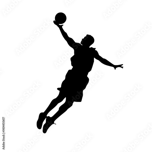 Basketball Player Silhouette Jump Shot Dunk – Vector Sports Illustration