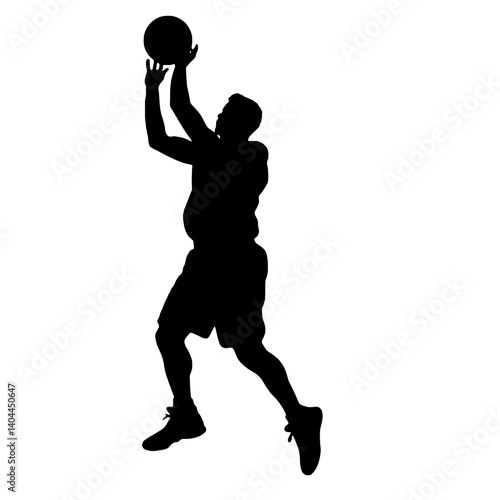 Basketball Player Silhouette Jump Shot Dunk – Vector Sports Illustration
