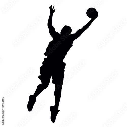 Basketball Player Silhouette Jump Shot Dunk – Vector Sports Illustration