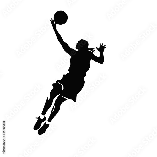 Basketball Player Silhouette Jump Shot Dunk – Vector Sports Illustration