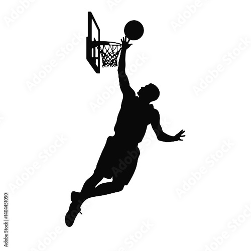 Basketball Player Silhouette Jump Shot Dunk – Vector Sports Illustration