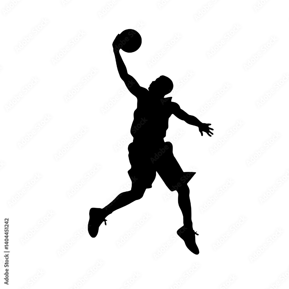 Obraz premium Basketball Player Silhouette Jump Shot Dunk – Vector Sports Illustration