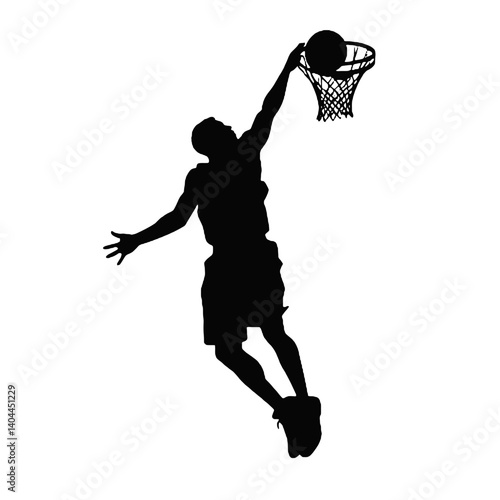Basketball Player Silhouette Jump Shot Dunk – Vector Sports Illustration
