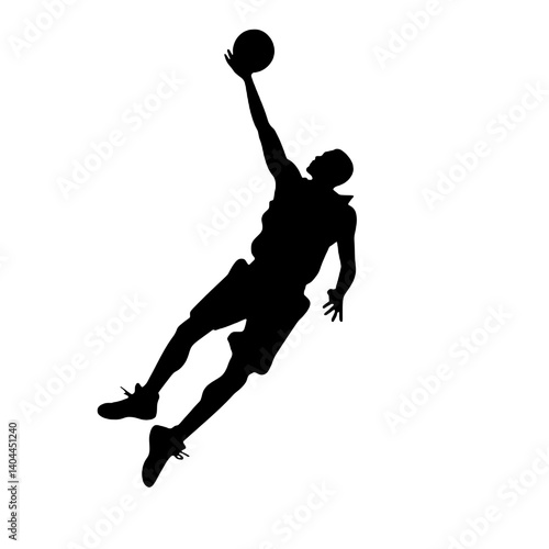 Basketball Player Silhouette Jump Shot Dunk – Vector Sports Illustration