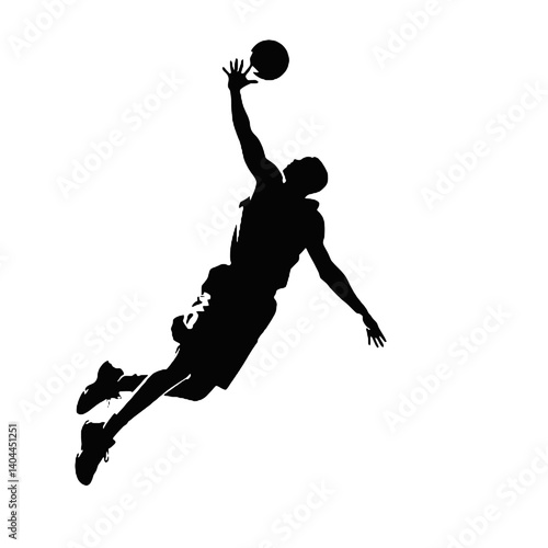 Basketball Player Silhouette Jump Shot Dunk – Vector Sports Illustration