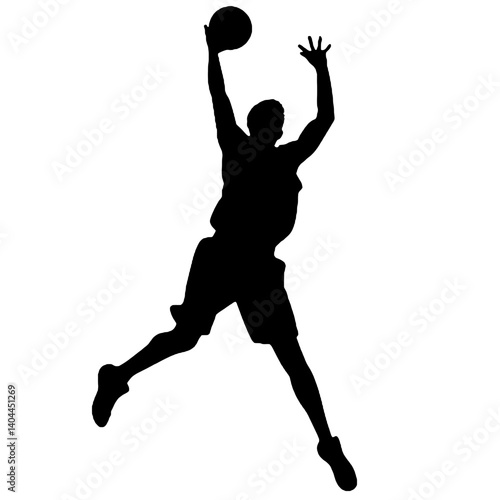 Basketball Player Silhouette Jump Shot Dunk – Vector Sports Illustration