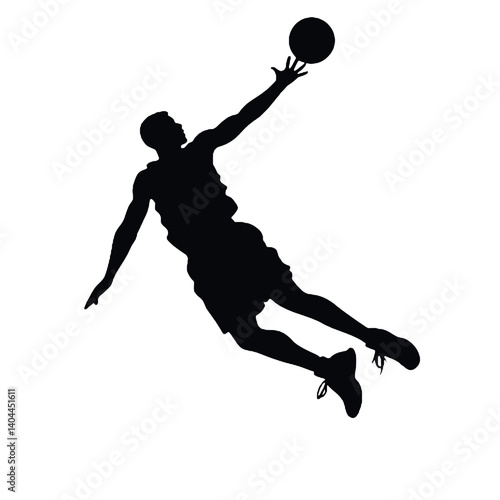 Basketball Player Silhouette Jump Shot Dunk – Vector Sports Illustration