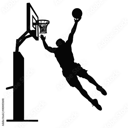 Basketball Player Silhouette Jump Shot Dunk – Vector Sports Illustration
