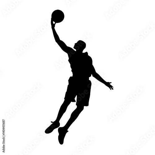 Basketball Player Silhouette Jump Shot Dunk – Vector Sports Illustration