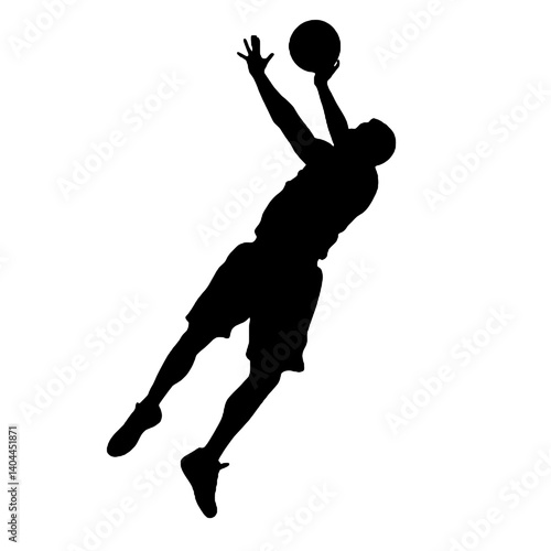 Basketball Player Silhouette Jump Shot Dunk – Vector Sports Illustration