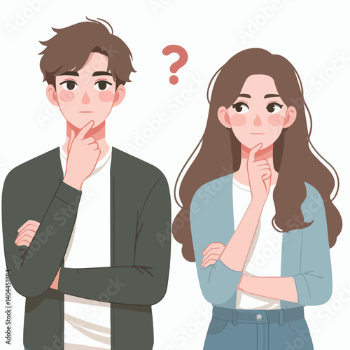 vector men and women thinking about something