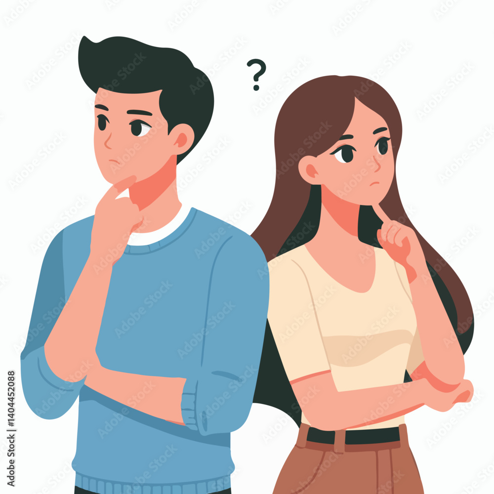 vector men and women thinking about something vector men and women thinking about something