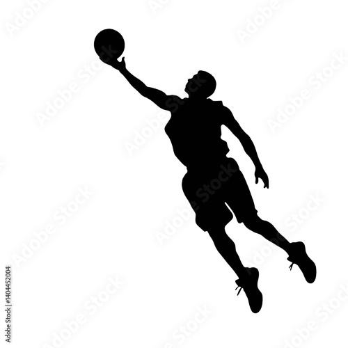 Basketball Player Silhouette Jump Shot Dunk – Vector Sports Illustration