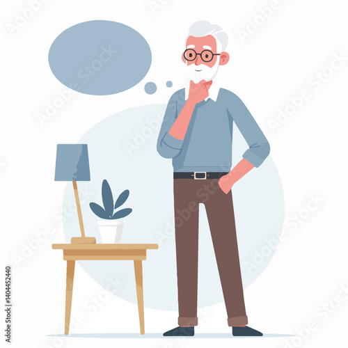 vector old men thinking about something