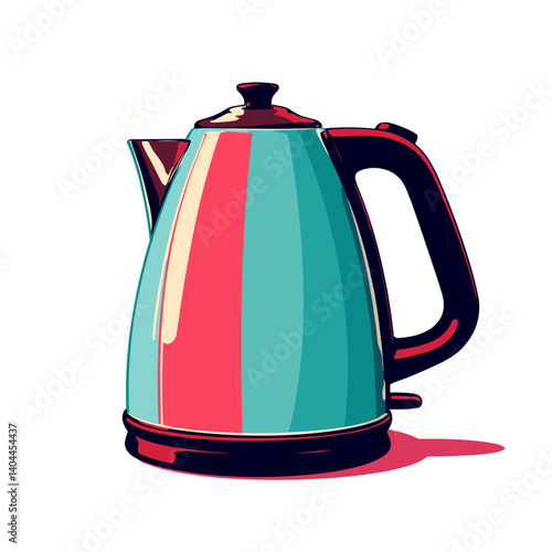 Modern electric kettle in colorful pop art style