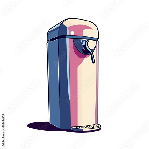 Water purifier in pop art style with glossy finish on white background