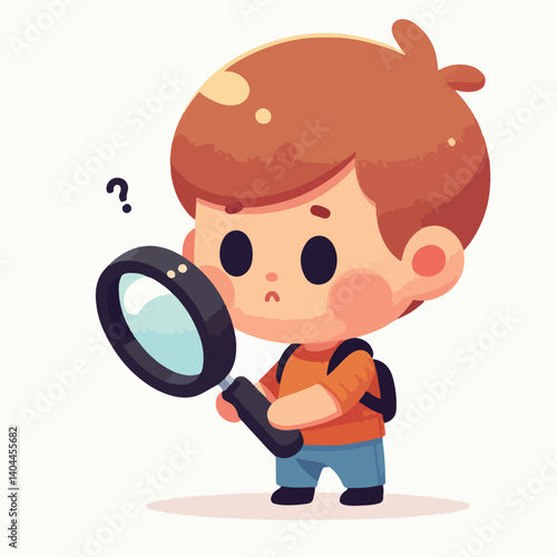 vector child looking something with magnifying glass