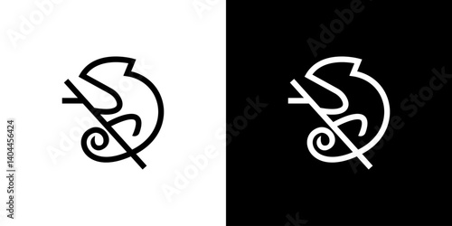 chameleon outline logo vector icon illustration