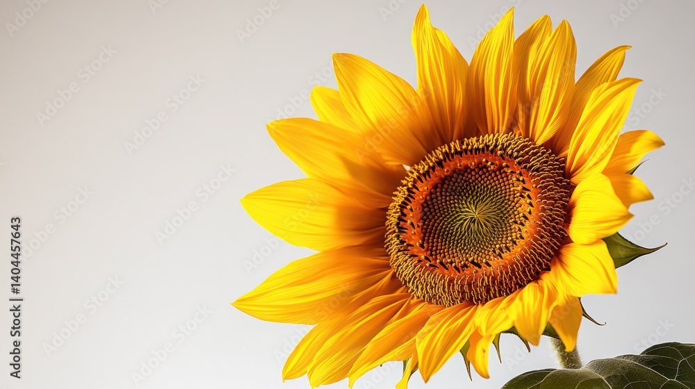 Naklejka premium A vibrant sunflower in close-up view.