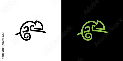 chameleon outline logo vector icon illustration