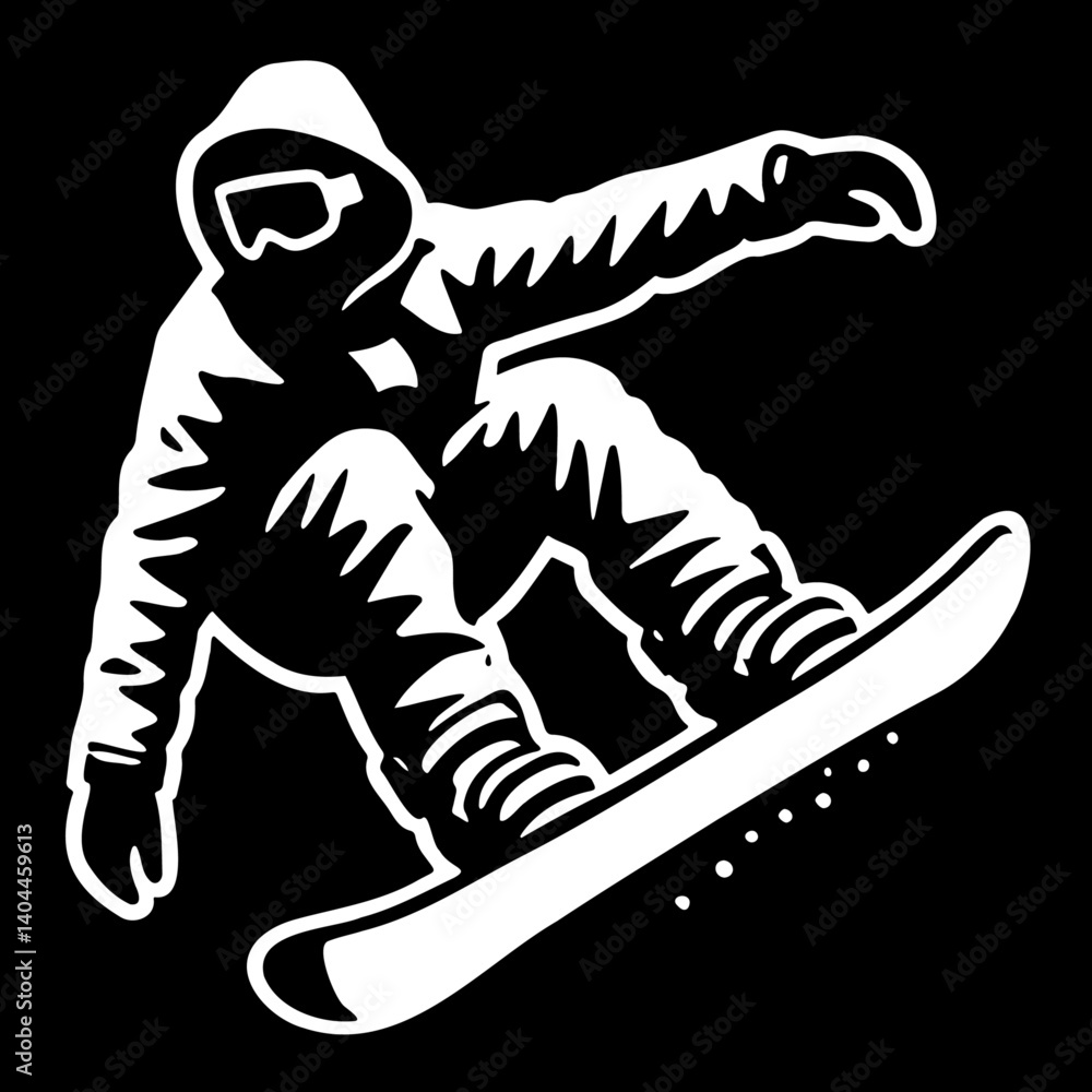 Skiboard Player Silhouette. Skiboard Player Silhouette.