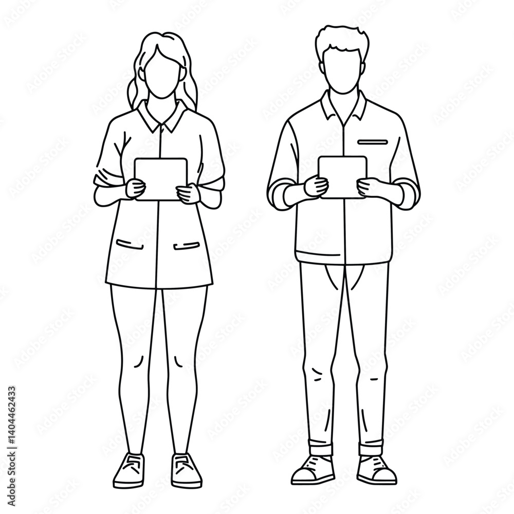 Couple Walking and Using Smartphones Couple Walking and Using Smartphones