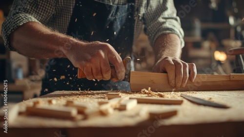 Carpenter cutting wood for a project. Featuring woodworking and precision