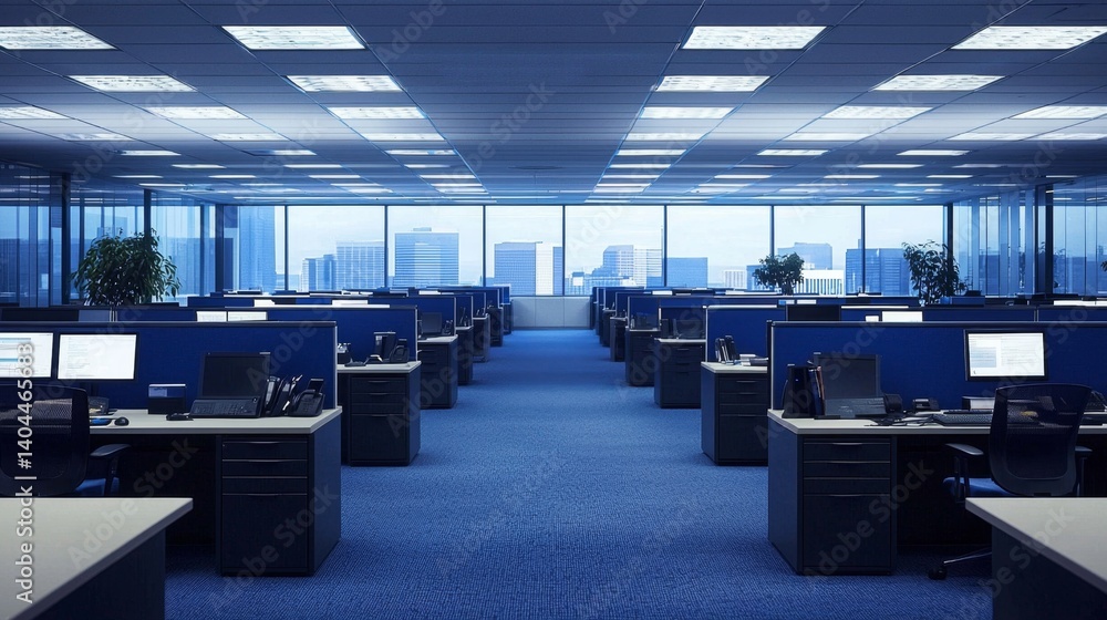 Fototapeta premium Functional office layout promoting collaboration and efficiency.