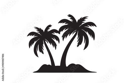  Silhouette of palm tree set vector illustration isolated on white background.