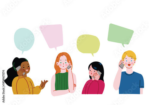 電話で話し合う男女