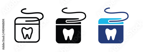 Dental floss icon vector. Tooth floss hygiene symbol flat outline, solid icon for web and mobile app