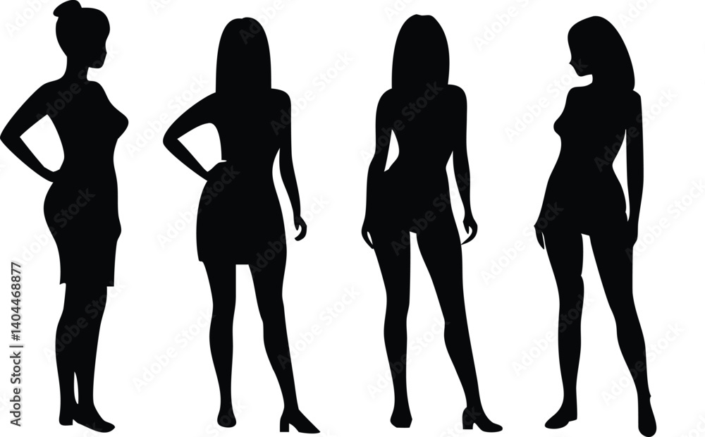 Fototapeta premium Four Standing Women Silhouette Collection