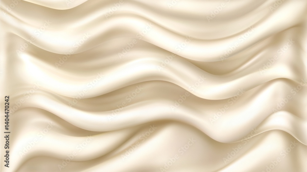 Naklejka premium A close-up view of flowing cream-colored silk fabric.