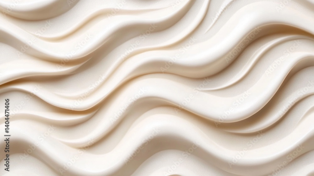Abstract wavy texture of a smooth, light cream-colored cosmetic product. Abstract wavy texture of a smooth, light cream-colored cosmetic product.
