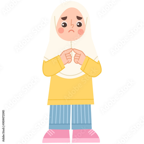 Illustration of a hijab girl feeling sad