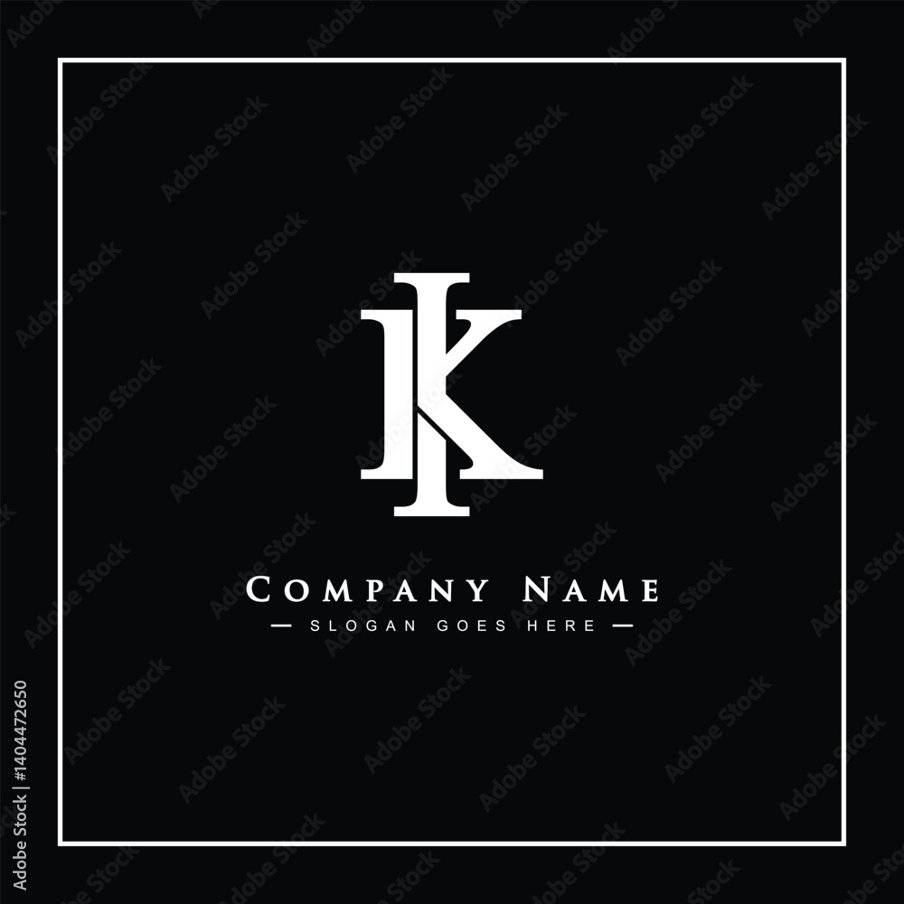 Creative Logo for Initials IK or KI in Monogram Style - Vector Template for Initial Letter I and K Creative Logo for Initials IK or KI in Monogram Style - Vector Template for Initial Letter I and K