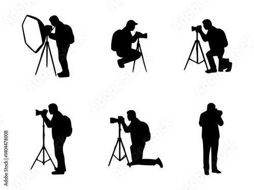 photographer silhouette set on isolated background
