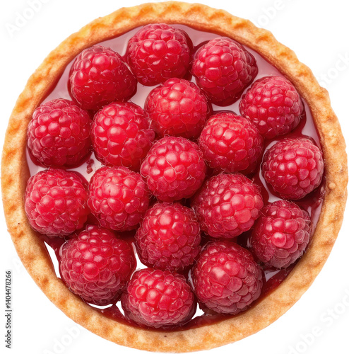 A mouth watering raspberry tart with a buttery flaky crust and a vibrant filling of juicy fresh raspberries