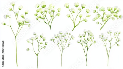 Delicate beauty unfolds across a canvas of soft hues, where tiny blooms dance in ethereal harmony Each brushstroke whispers tales of innocence and grace, capturing the essence of new beginnings