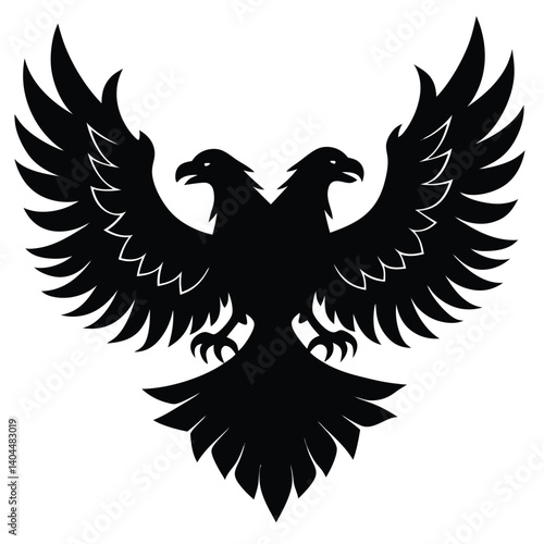 Black Double-Headed Eagle Vector Illustration | Heraldic Bird Design | Powerful Symbolism | Royalty & Historical Imagery