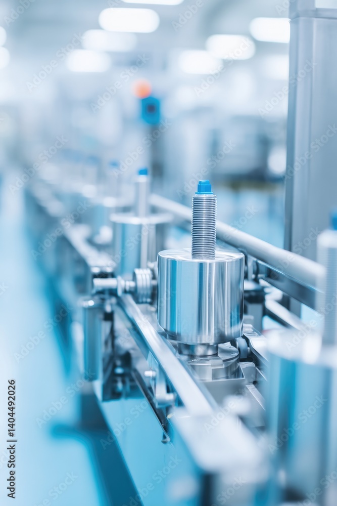 Fototapeta premium minimalistic view of modern factory production line with polished machinery clean design emphasizing orderly precision