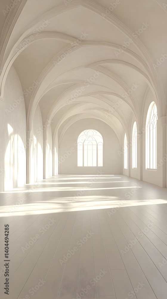 White Room with Archway Ceiling and Windows Minimalist Interior Design Concept White Room with Archway Ceiling and Windows Minimalist Interior Design Concept