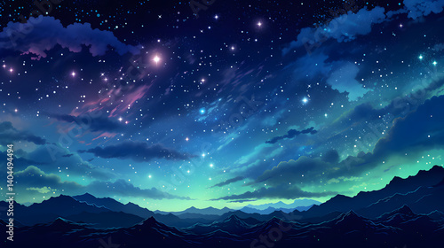 A vibrant illustration of the night sky illustration abstract decorative painting