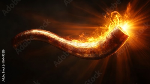 Burning Shofar Horn Rosh Hashanah Symbol Jewish Holiday Religious Celebration Tradition Faith