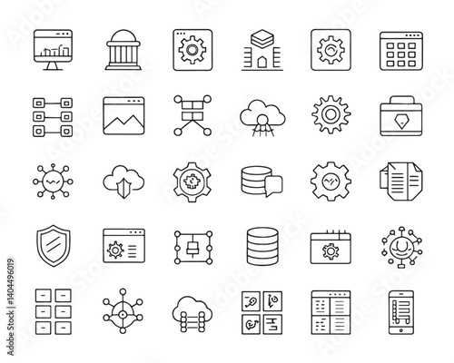 professional api icons set for developers