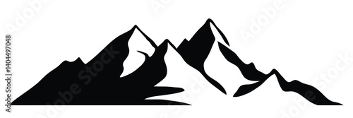 Silhouette mountain range isolated on white background, vector design