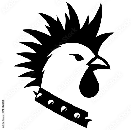 Punk style chicken portrait silhouette