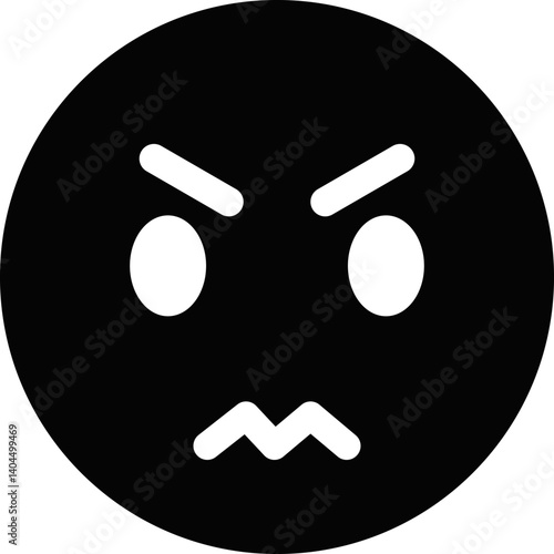 Rounded Filled Angry Emoticon Icon