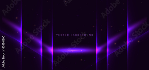 Abstract modern geometric purple glowing diagonal lines background. Technology speed motion movement.